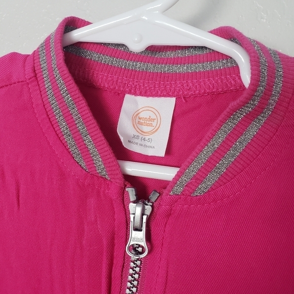 Wonder Nation Little Girl XS 4/5 Long Sleeve Jacket Full Zip Pink Black - Picture 3 of 5